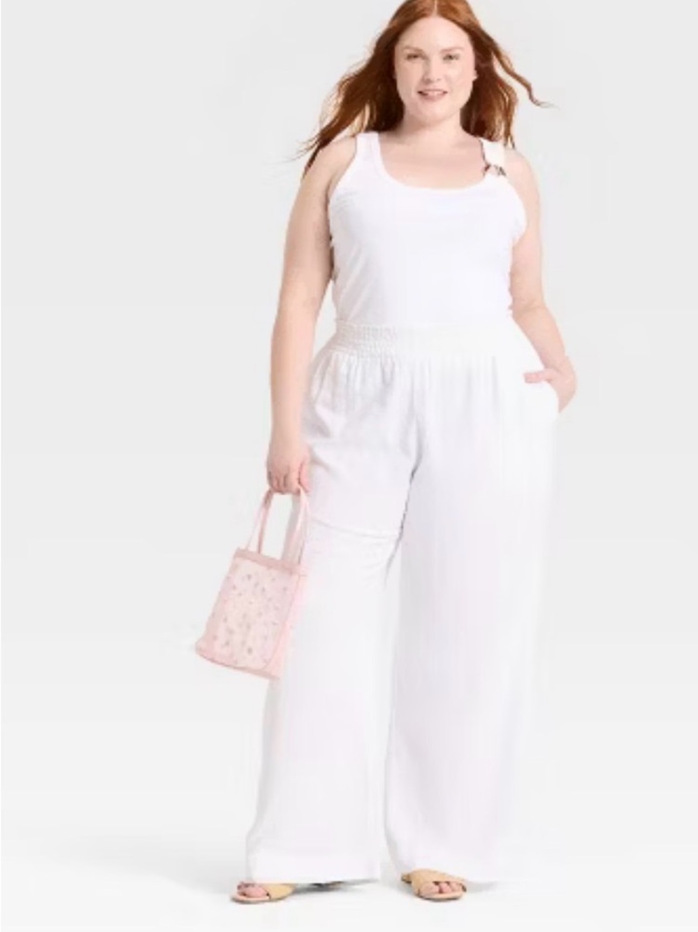 Wide leg pull on linen pants a new day brand NWT 4X